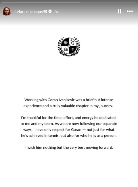 Το  Instagram story του Στέφανου Τσιτσιπά