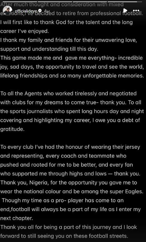 Η ανακοίνωση του Μπράουν Ιντέγε στο Instagram