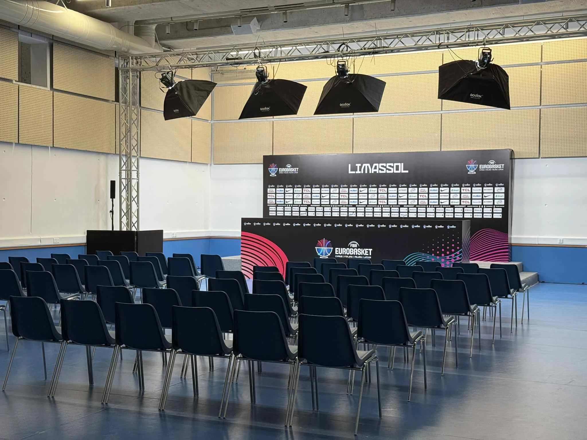 Η αίθουσα Τύπου που διαμορφώθηκε στο γήπεδο 