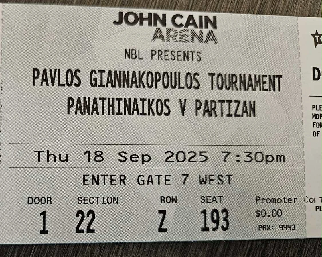 Εισιτήριο εισόδου για τον αγώνα του Παναθηναϊκού με την Παρτίζαν