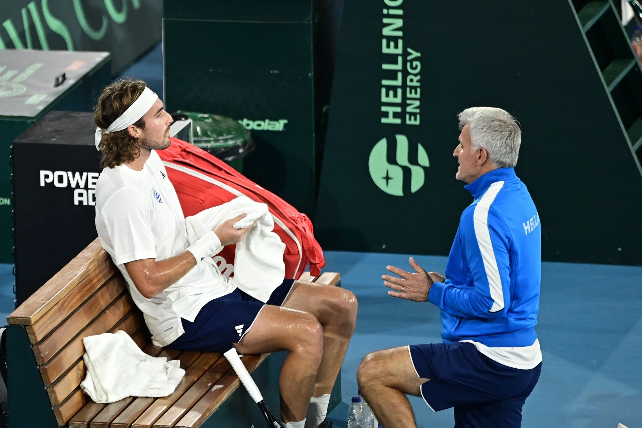 Ο Στέφανος Τσιτσιπάς με τον πατέρα του και προπονητή του, Απόστολο Τσιτσιπά / Πηγή: Eurokinissi