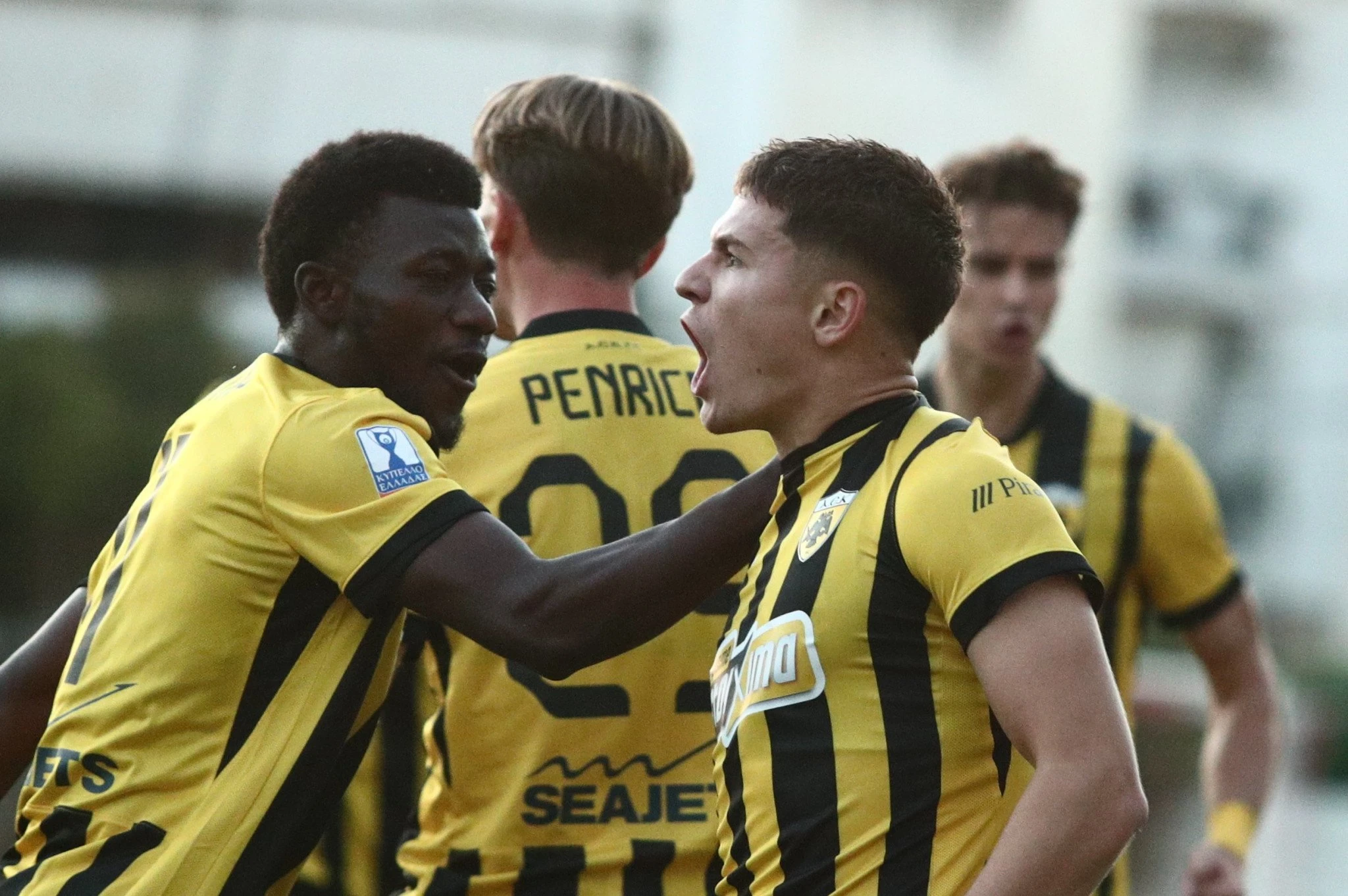 Ο Δημήτρης Καλοσκάμης πανηγυρίζει με την ΑΕΚ / Πηγή: Eurokinissi Ο Δημήτρης Καλοσκάμης πανηγυρίζει με την ΑΕΚ / Πηγή: Eurokinissi