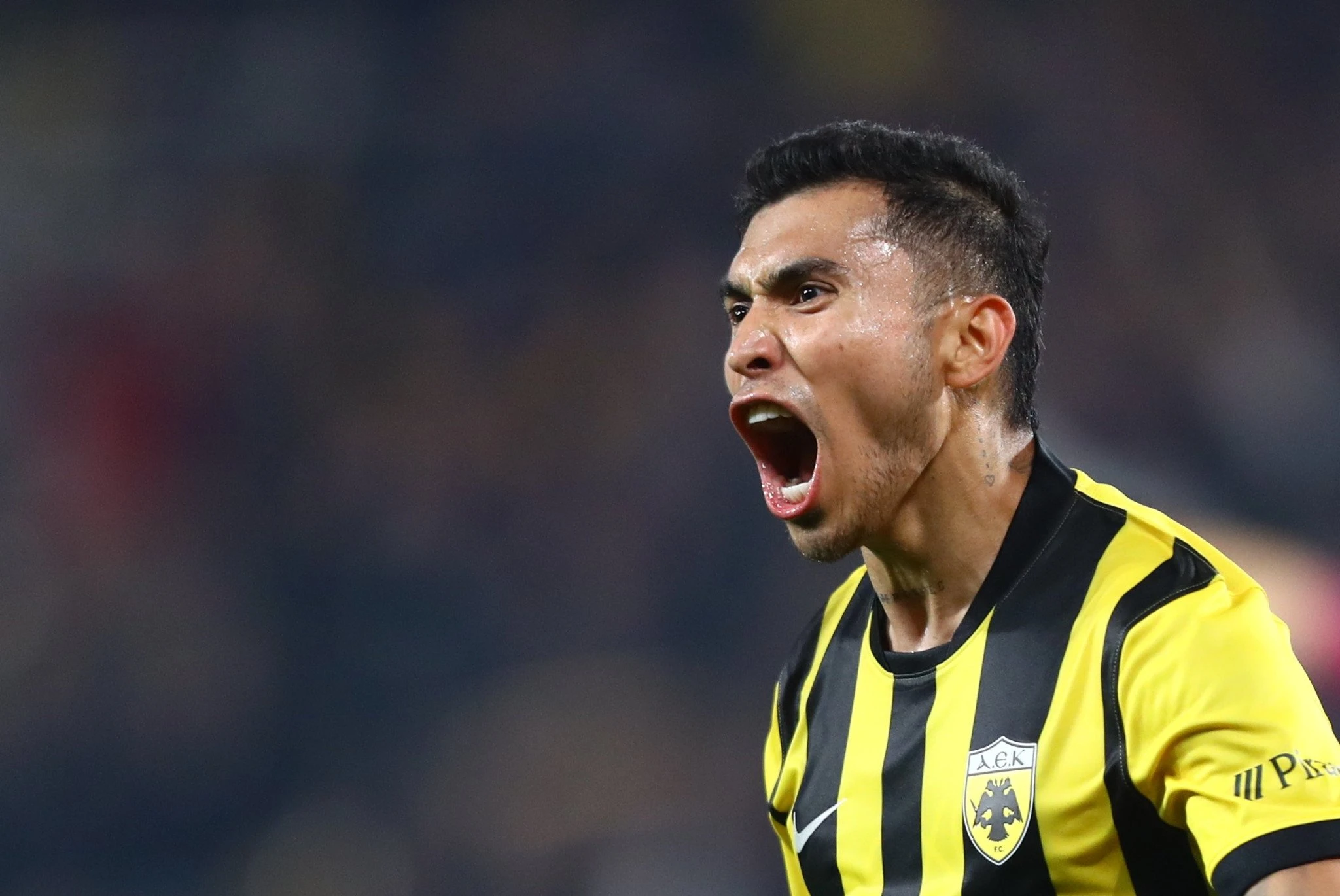 Ο Ορμπελίν Πινέδα πανηγυρίζει με την ΑΕΚ / Πηγή: Eurokinissi