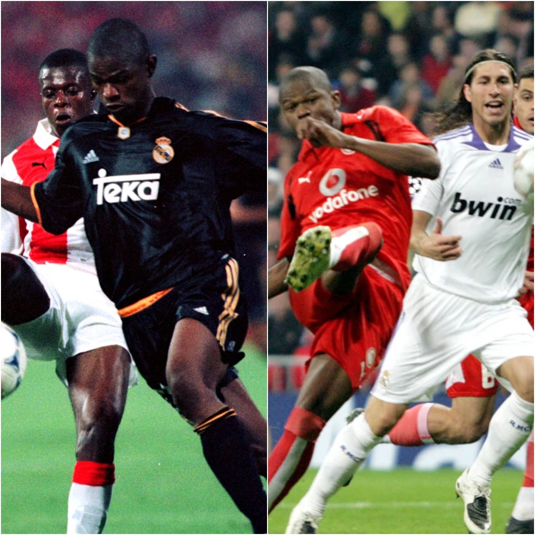 O Ζούλιο Σέζαρ σε ματς Ολυμπιακός-Ρεάλ φορώντας και τις δύο φανέλες - Πηγή: Eurokinissi