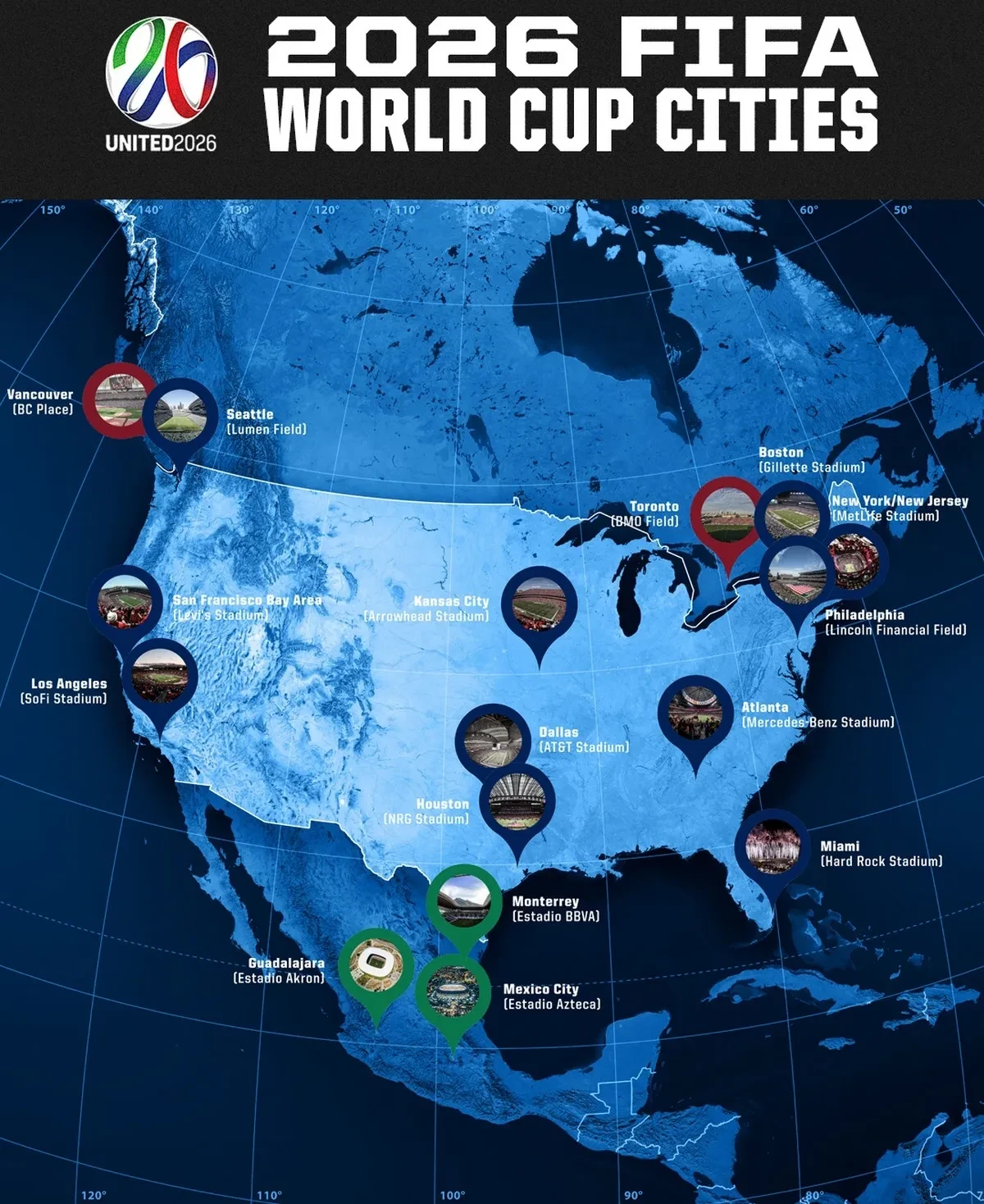 Ο 16 πόλεις του Μουντιάλ 2026