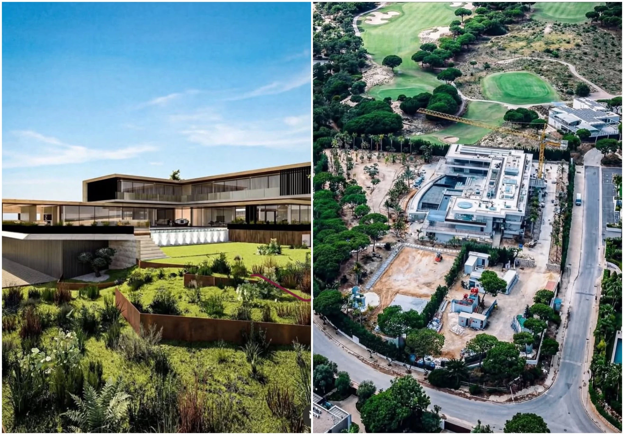 Η μακέτα της κατοικίας του Κριστιάνο (αριστερά) και τα έργα που έχουν ήδη ξεκινήσει