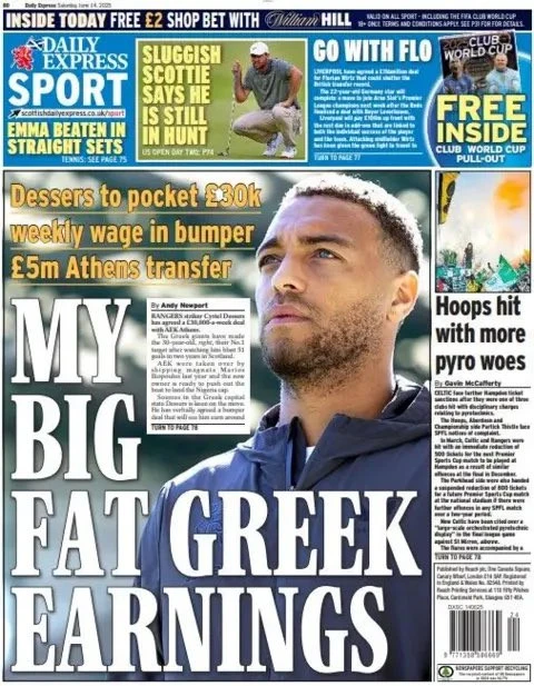 Το πρωτοσέλιδο της Daily Express Sport για τον Ντέσερς και την ΑΕΚ Το πρωτοσέλιδο της Daily Express Sport για τον Ντέσερς και την ΑΕΚ