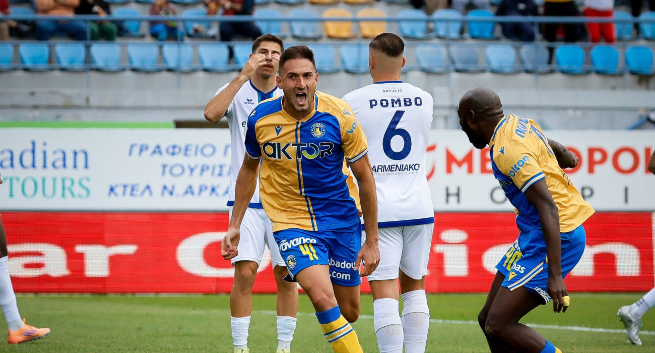 Ο Φεντερίκο Μακέντα πανηγυρίζει για τον Αστέρα AKTOR / Πηγή: Eurokinissi