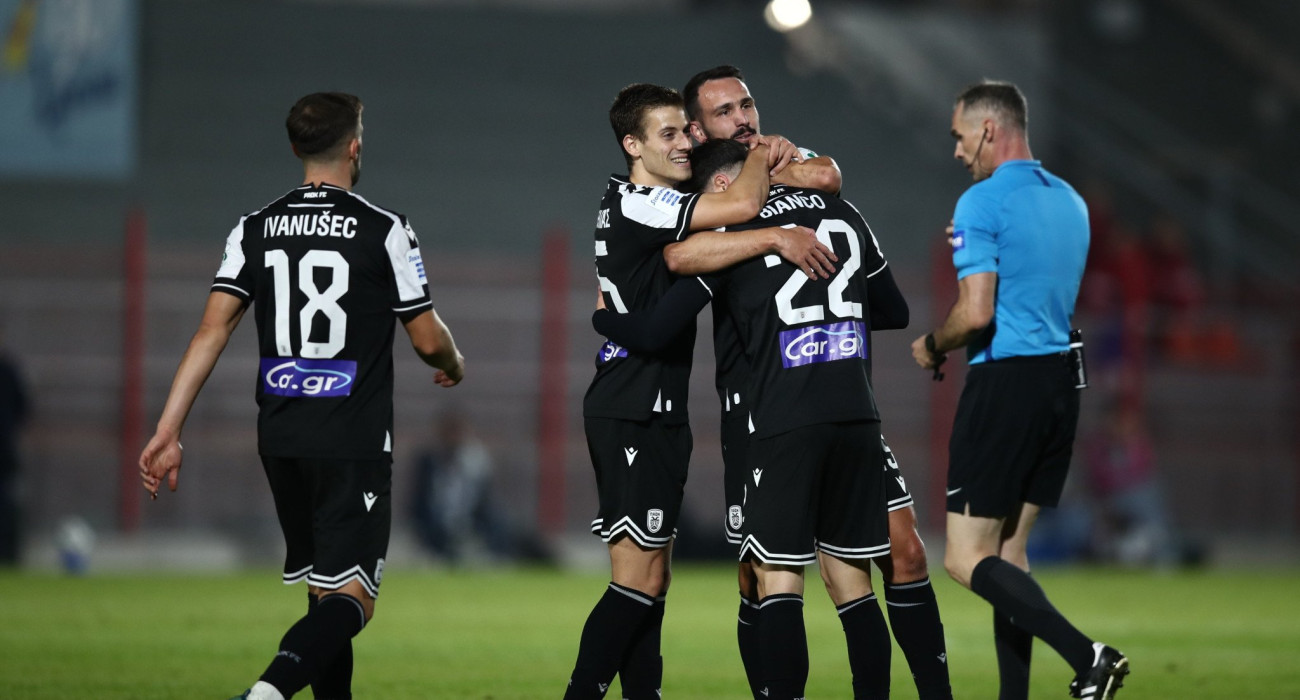Οι παίκτες του ΠΑΟΚ πανηγυρίζουν στο παιχνίδι με τον Πανσερραϊκό / Πηγή: Eurokinissi