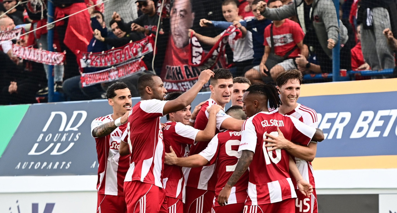 Οι παίκτες του Ολυμπιακού πανηγυρίζουν / Πηγή: Eurokinissi