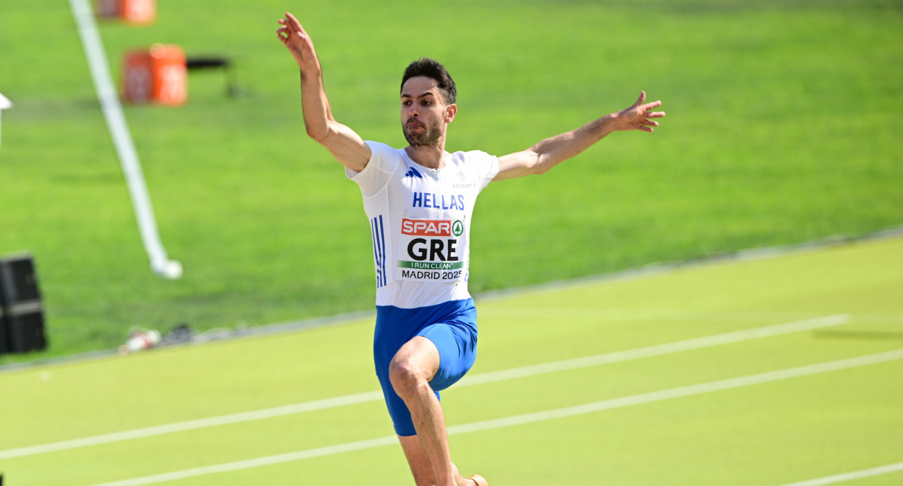 Ο Μίλτος Τεντόγλου σε άλμα του στην Μαδρίτη / Πηγή: Eurokinissi