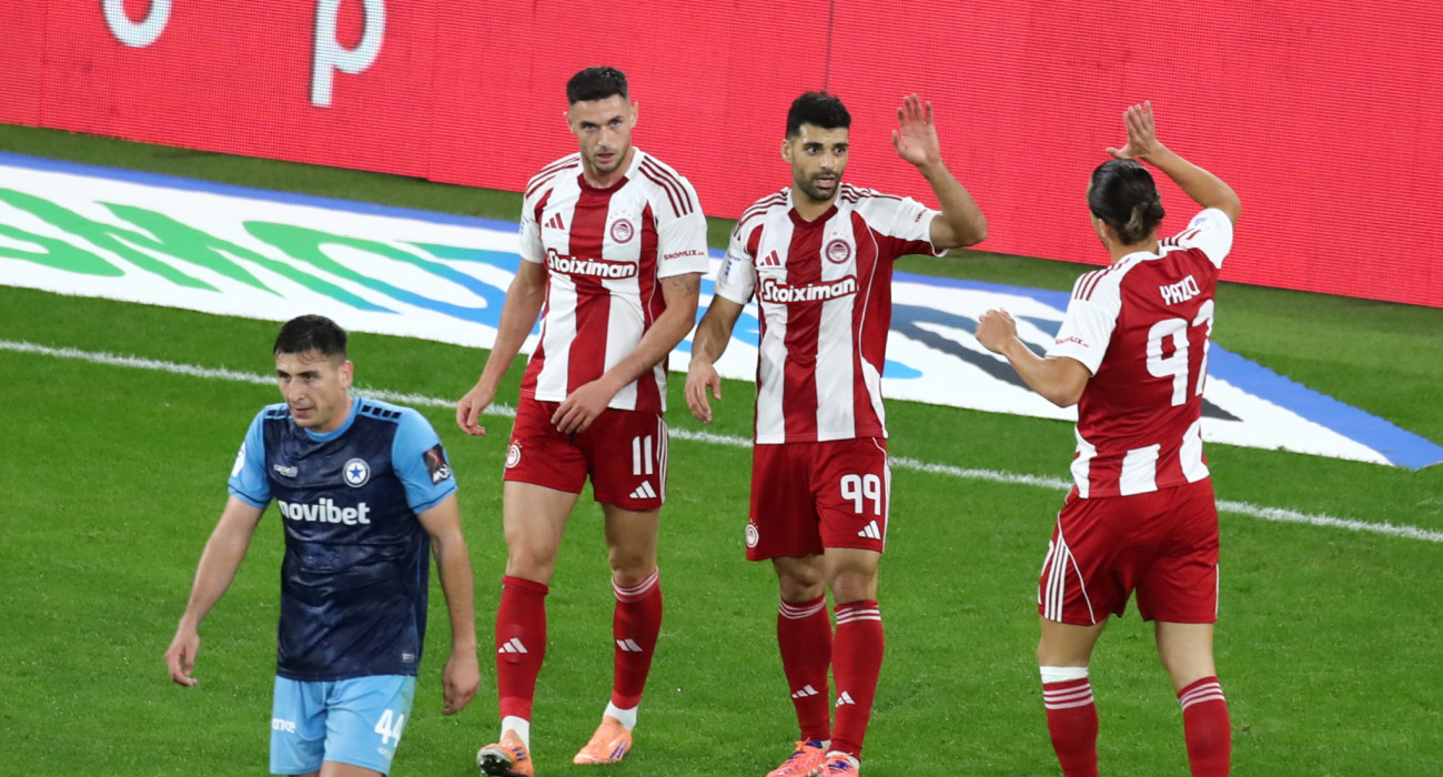 Οι παίκτες του Ολυμπιακού πανηγυρίζουν / Πηγή: Eurokinissi