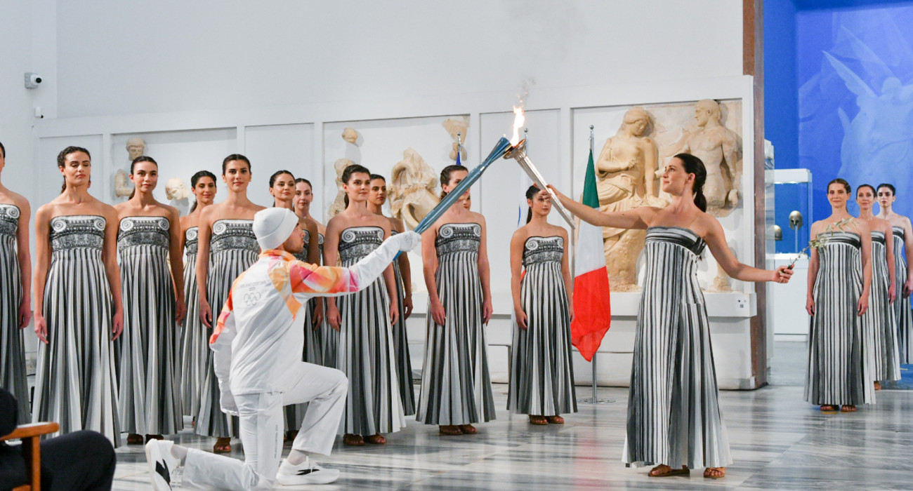 Η τελετή αφής της Ολυμπιακής Φλόγας στην Αρχαία Ολυμπία / Πηγή: Eurokinissi