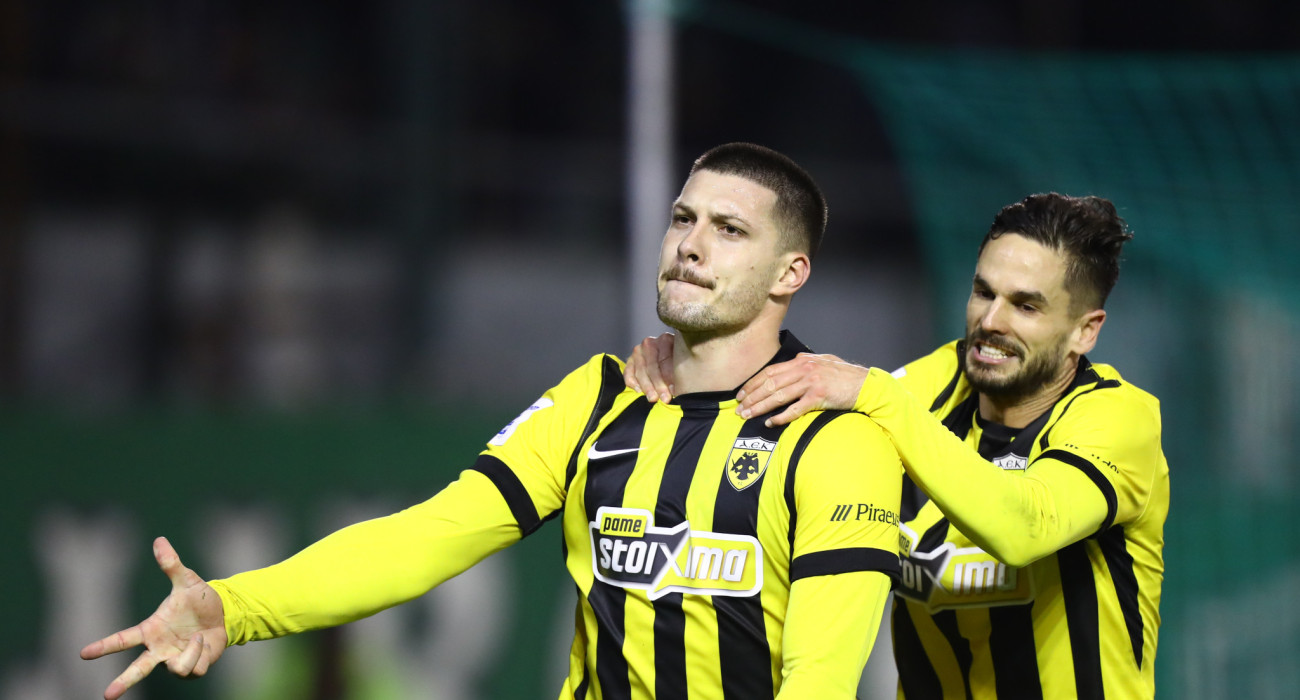 Ο Λούκα Γιόβιτς πανηγυρίζει το τρίτο του γκολ / Πηγή: Eurokinissi