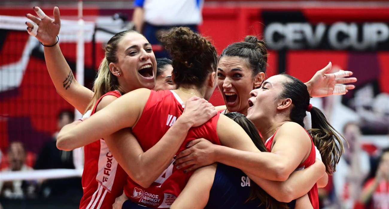 Οι παίκτριες του Ολυμπιακού στο CEV Champions League / Πηγή: CEV
