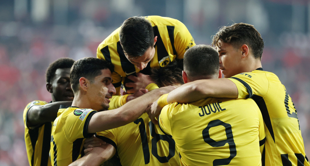 Οι πανηγυρισμοί των παικτών την ΑΕΚ / Πηγή: Intime