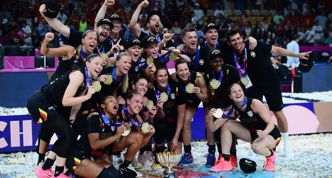 Η εθνική ομάδα του Βελγίου που κατέκτησε το Eurobasket Women στο ΣΕΦ, Πηγή: Eurokinissi