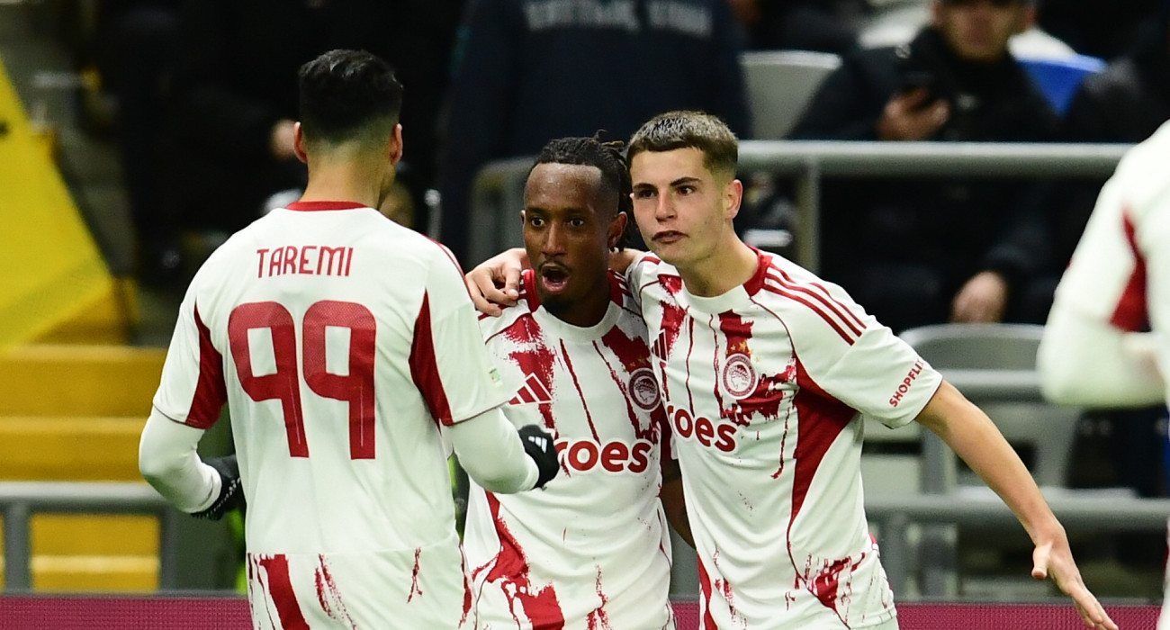 Οι παίκτες του Ολυμπιακού πανηγυρίζουν / Πηγή: Eurokinissi