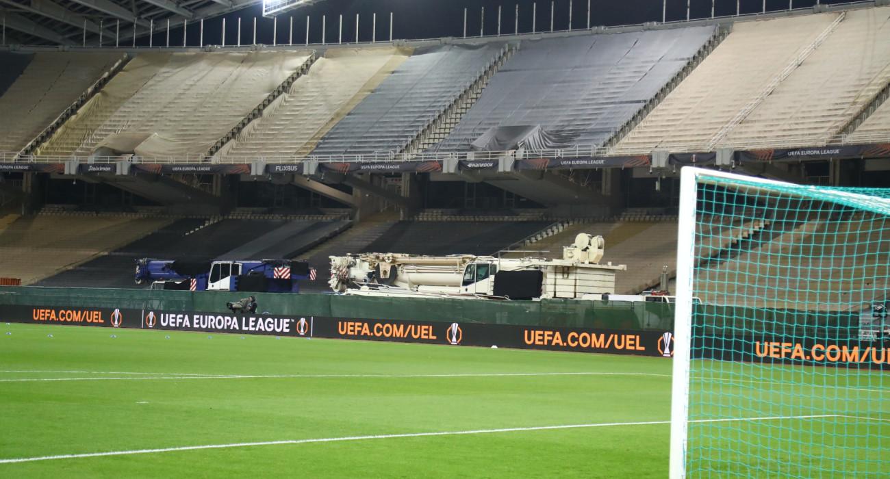 Διορθωτικές εργασίες στο στέγαστρο του ΟΑΚΑ / Πηγή: Eurokinissi