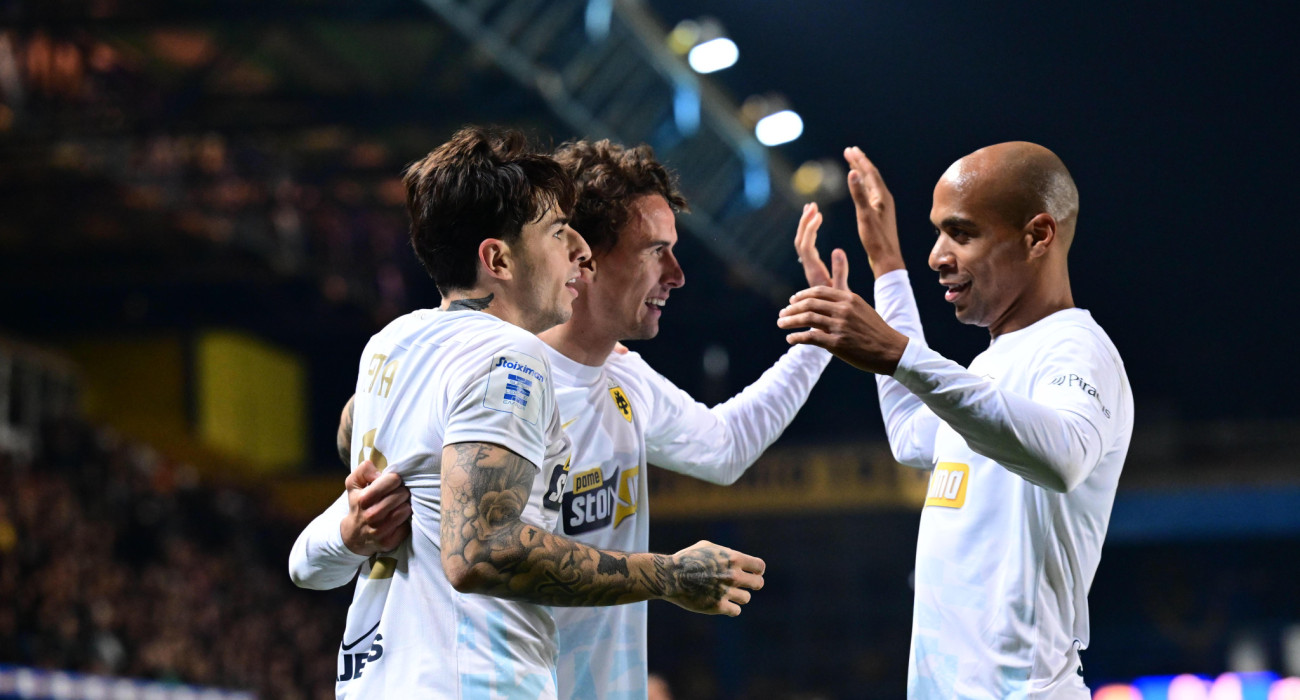 Οι πανηγυρισμοί των παικτών της ΑΕΚ / Πηγή: Eurokinissi