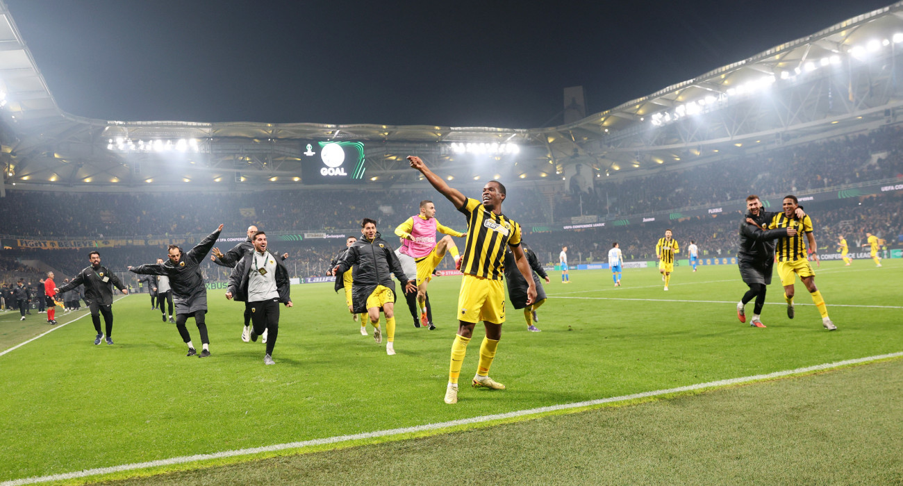 Οι πανηγυρισμοί των παικτών της ΑΕΚ / Πηγή: Intime