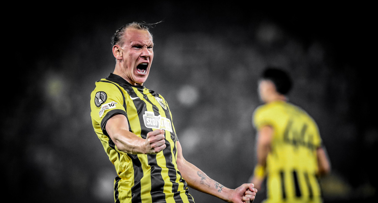 Ο Ντομαγκόι Βίντα πανηγυρίζει με την ΑΕΚ / Πηγή: Eurokiniss