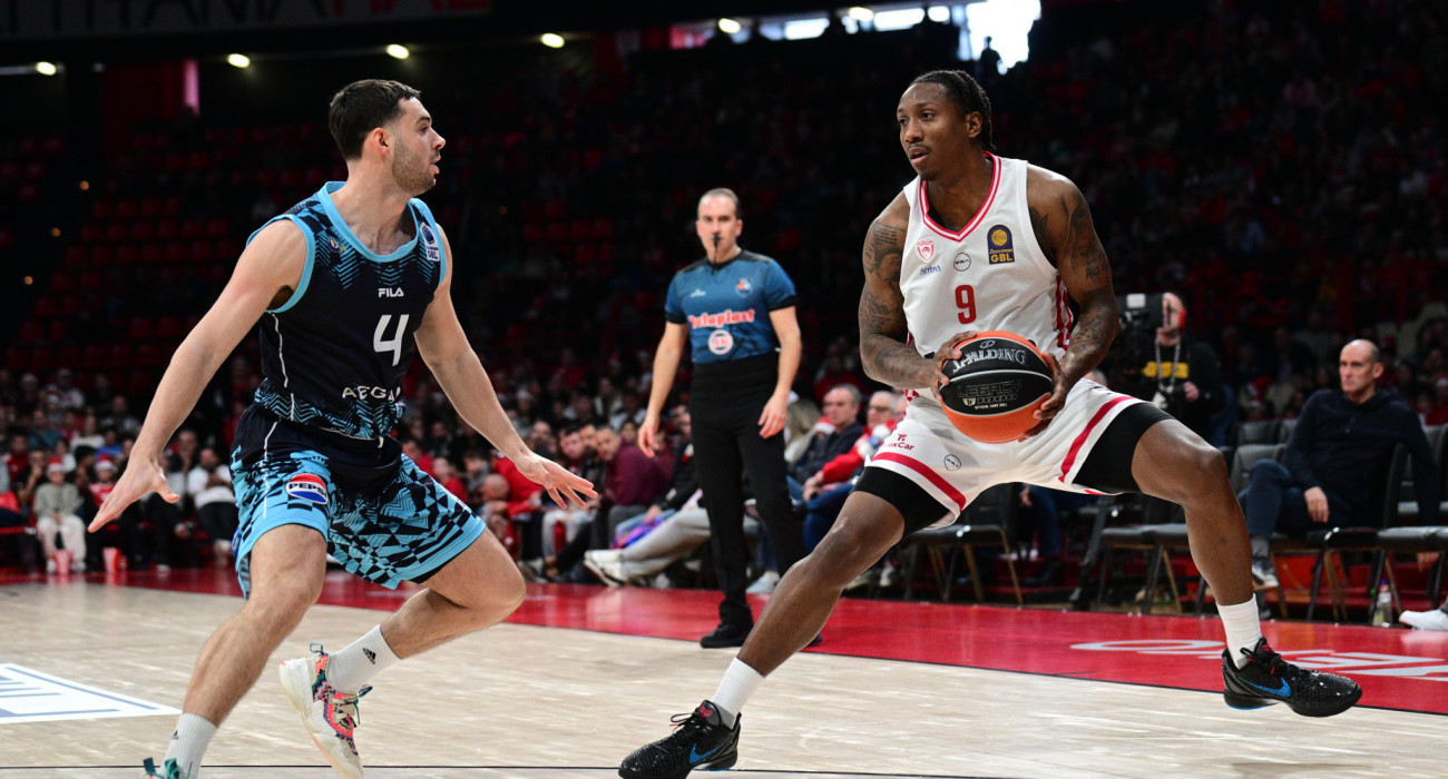 Στιγμιότυπο από το παιχνίδι ανάμεσα σε Ολυμπιακό και Κολοσσό Ρόδου για τη Stoiximan GBL, Πηγή: Eurokinissi