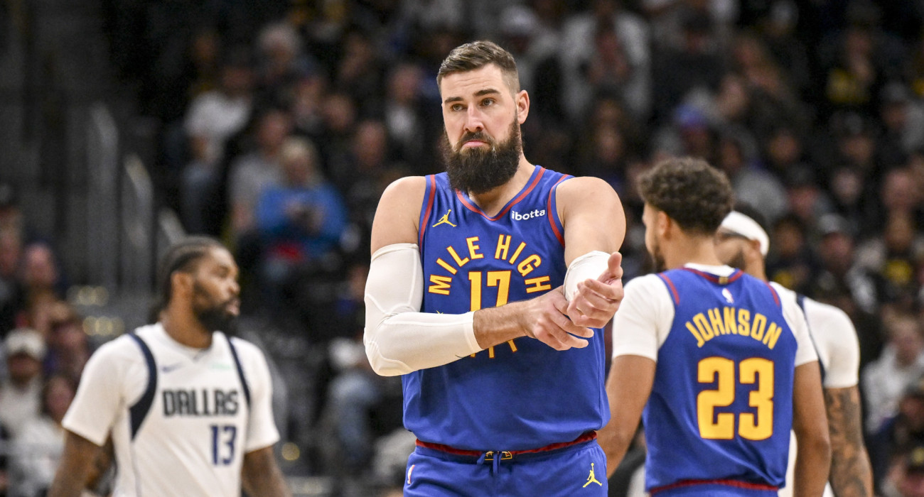 ο Γιόνας Βαλαντσιούνας με τη φανέλα των Ντένβερ Νάγκετς, Πηγή:  AAron Ontiveroz/The Denver Post/ Getty Images