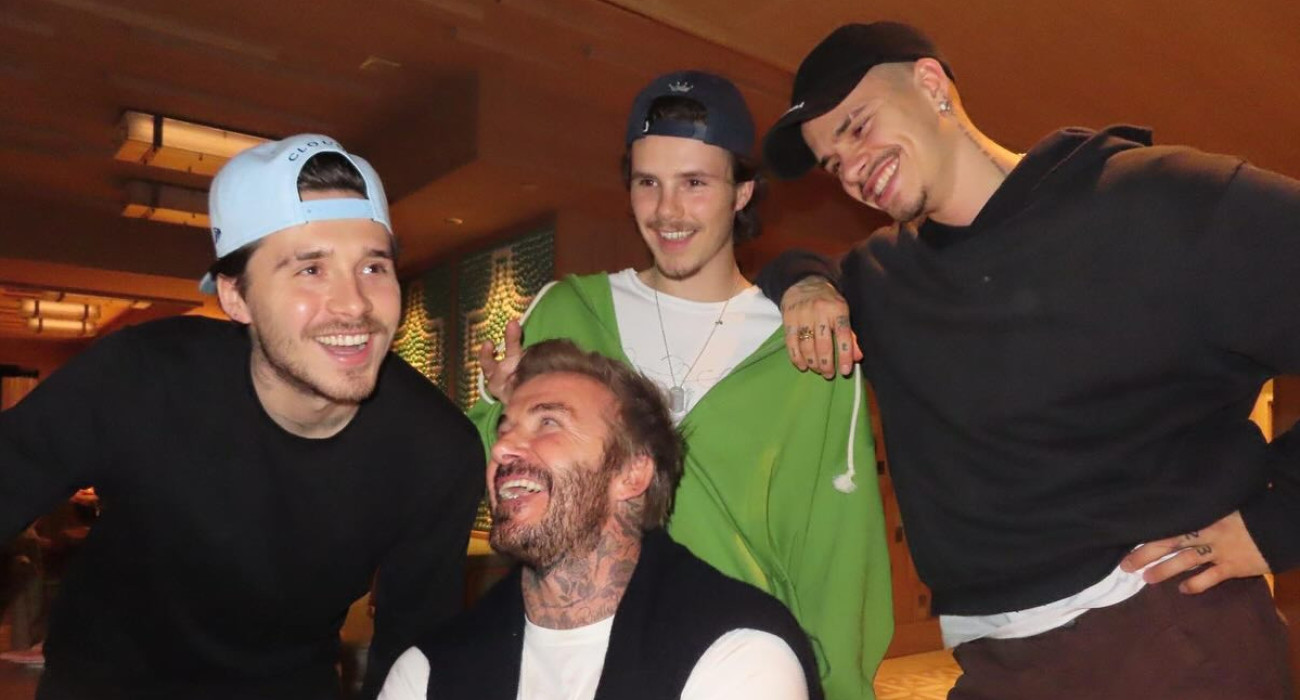 Ο Ντέιβιντ Μπέκαμ με τους τρεις γιους του, Μπρούκλιν, Κρουζ και Ρόμεο / Πηγή: @victoriabechkam