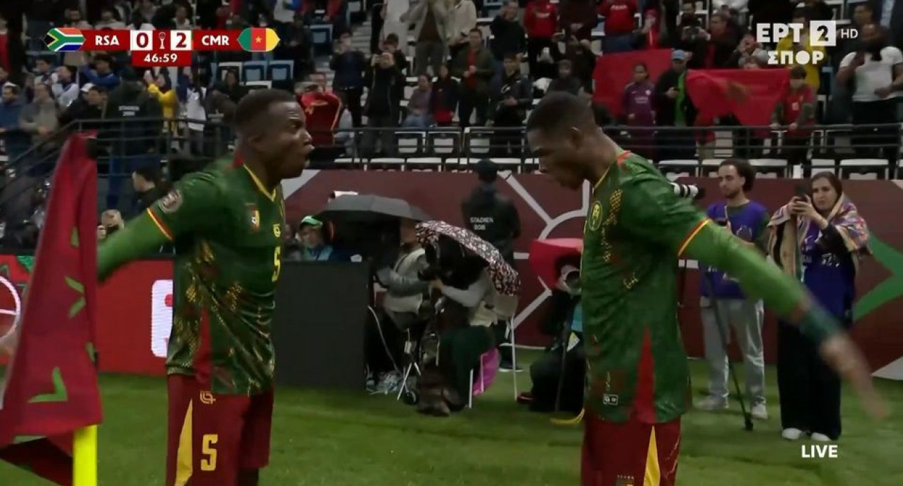 Ποδοσφαιριστές του Καμερούν πανηγυρίζουν / Screenshot