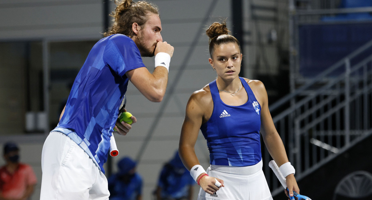 Ο Τσιτσιπάς και η Σάκκαρη στο μεικτό διπλό των Ολυμπιακών Αγώνων του Τόκιο / Πηγή: Intime