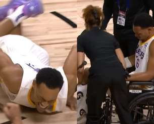 Ανησυχία για τον Μπέιζλι: Σφάδαζε στους πόνους στο παρκέ και αποχώρησε με αμαξίδιο (video)