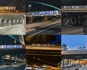 Χαμός από οπαδούς της Εσπανιόλ - Κρέμασαν υβριστικά πανό κατά της Μπαρτσελόνα σε σημεία της πόλης Χαμός από οπαδούς της Εσπανιόλ - Κρέμασαν υβριστικά πανό κατά της Μπαρτσελόνα σε σημεία της πόλης