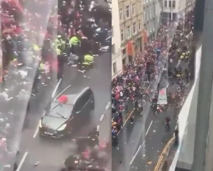 Σκληρές εικόνες - Η στιγμή που το αυτοκίνητο γκαζώνει και παρασύρει οπαδούς της Λίβερπουλ (video)