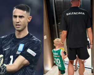 Ο Βλαχοδήμος junior στο πλευρό του μπαμπά του με φανέλα του Κώστα Σλούκα Ο Βλαχοδήμος junior στο πλευρό του μπαμπά του με φανέλα του Κώστα Σλούκα