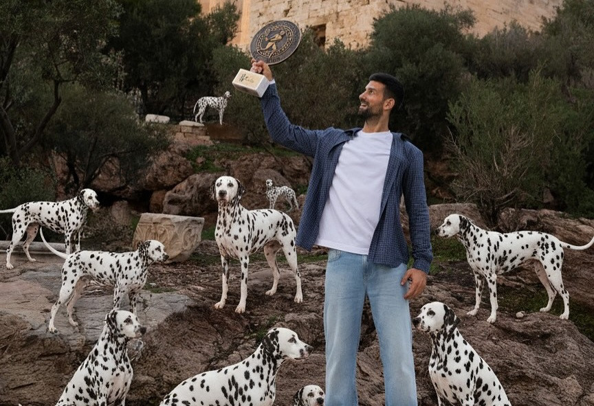 Ο Τζόκοβιτς γιόρτασε τους 101 τίτλους με... σκυλιά Δαλματίας στην Ακρόπολη (photos)