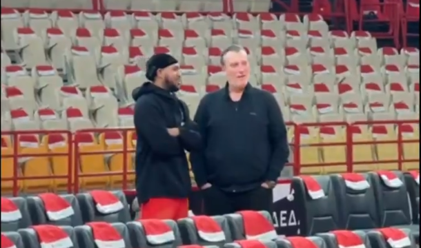 Μόρις και Λεπενιώτης τα είπαν σε χαλαρό ύφος πριν το ματς με τη Βιλερμπάν - Το βίντεο του Athletiko