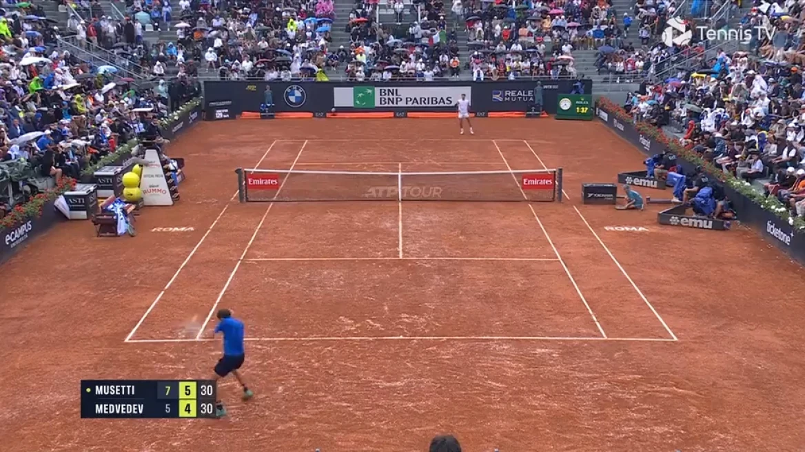 Ένα match-ball... τριών ωρών για Μουζέτι - Μεντβέντεφ στο Rome Open (video)