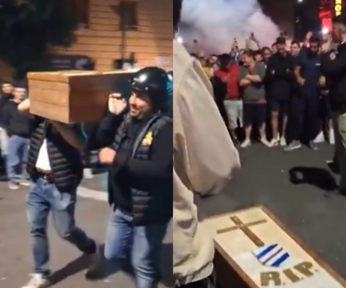Ξέφρενοι πανηγυρισμοί με.... φέρετρο απ' τους οπαδούς της Τζένοα για τον υποβιβασμό της Σαμπντόρια (video)