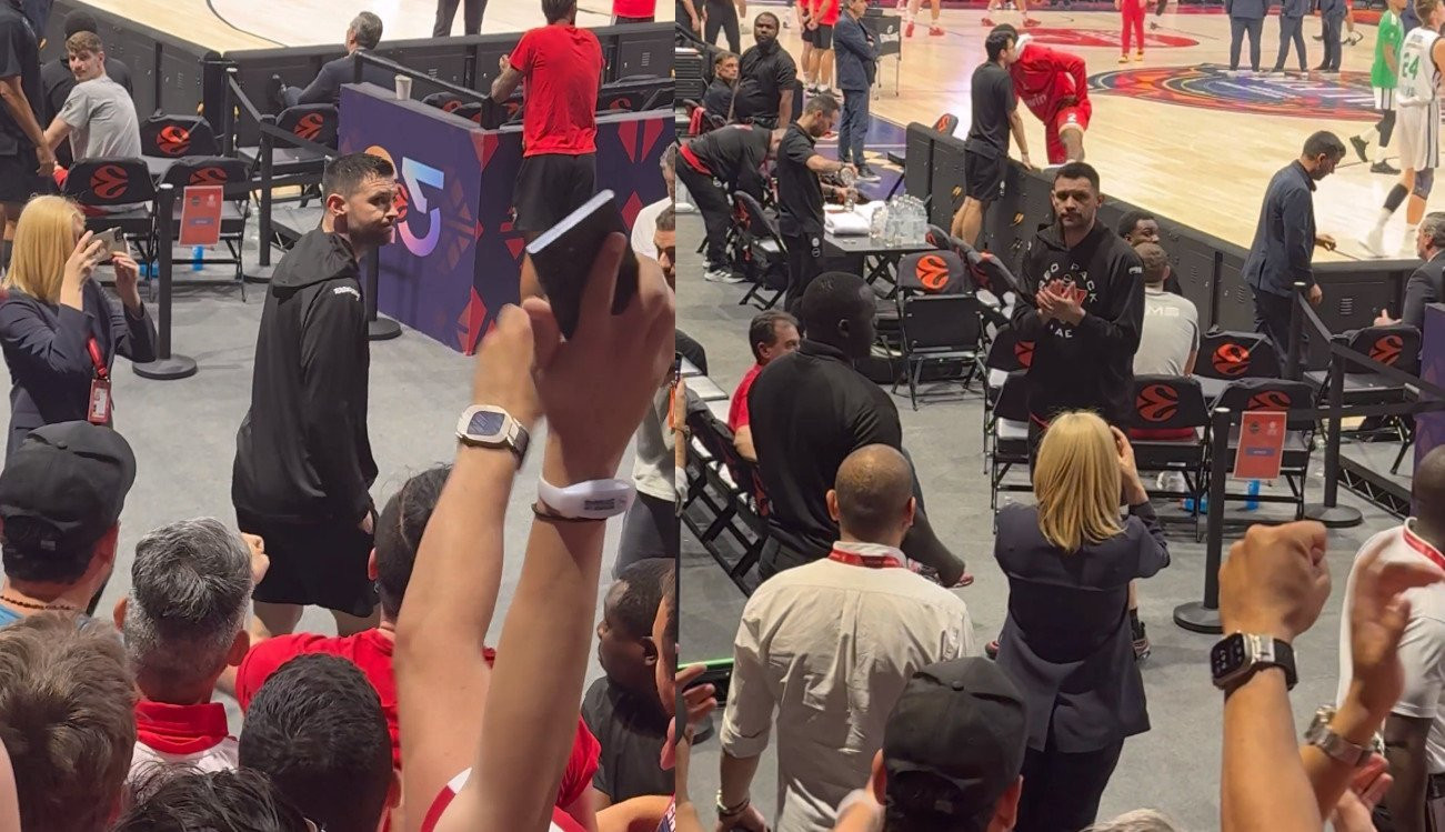 Ο Παπανικολάου πήγε στην εξέδρα και αποθεώθηκε από τον κόσμο του Ολυμπιακού (video)