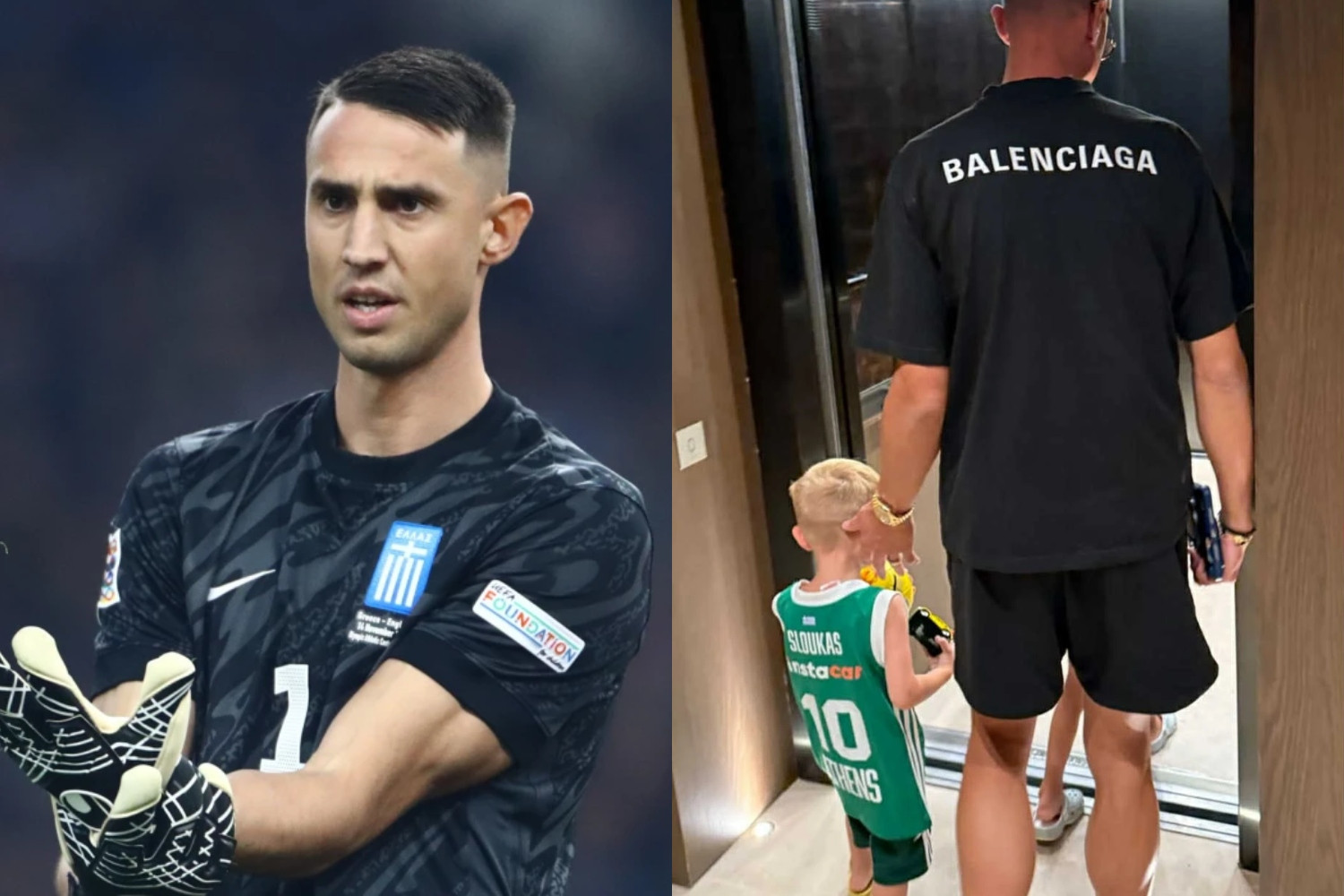 Ο Βλαχοδήμος junior στο πλευρό του μπαμπά του με φανέλα του Κώστα Σλούκα