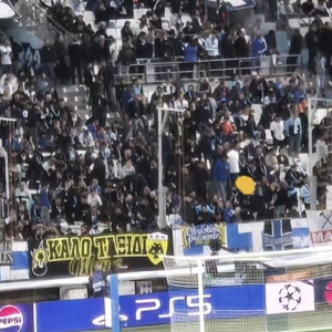 Πανό των οπαδών της Μαρσέιγ για τη δολοφονία του Μάριου στη Χαλκίδα