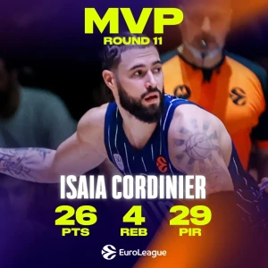 Ο Κορντινιέ MVP της ενδέκατης αγωνιστικής της EuroLeague