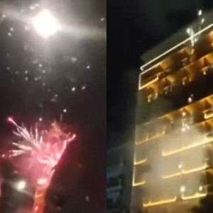 Χαμός με πυροτεχνήματα τα ξημερώματα έξω από το ξενοδοχείο της Εφές (video)
